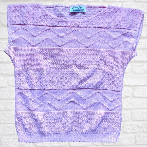 Vintage Sweaters - Vintage 80s Sleeveless Pink Knit Patterned Sweater